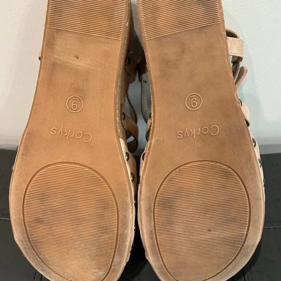 Corkys Seltzer Bronze Wedge Sandals - Picture 7 of 10